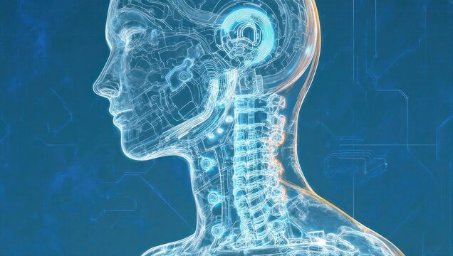 Human Anatomy Visualization - Transparent Body and Skeletal Structure. - Powered by Adobe