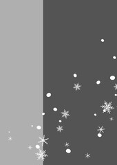 クリスマスや冬の装飾に使える雪の結晶が舞うグレーのバイカラー背景