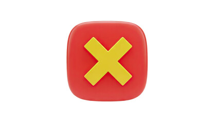 Obraz premium 3D Red X Mark Icon with Yellow Cross on transparent background
