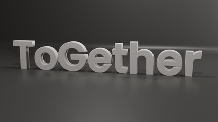 word Together 3d text on plaid background in 3d rendered illustration 