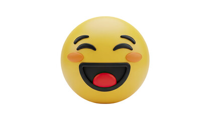 3D Laughing Emoji 3D Render on transparent background