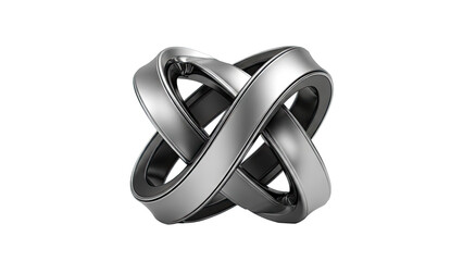 3D Interlocking metallic infinity symbol on transparent background