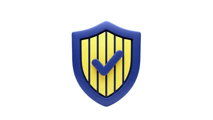 3D Shield with Check Mark Icon on transparent background