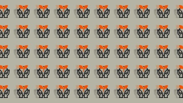 Cute cartoon fox pattern, seamless, playful, orange and grey.