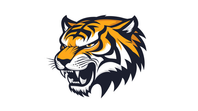 Fierce tiger head illustration with bold colors