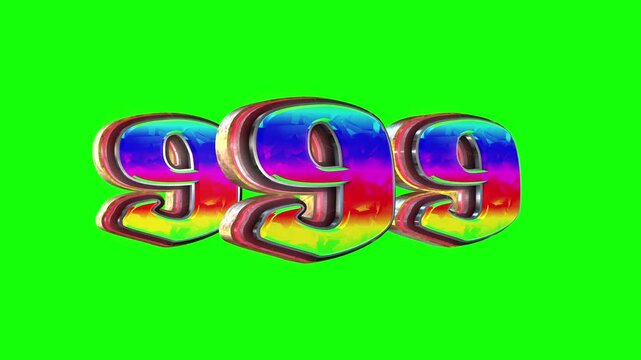 Triple Number nine 3D text loop animation