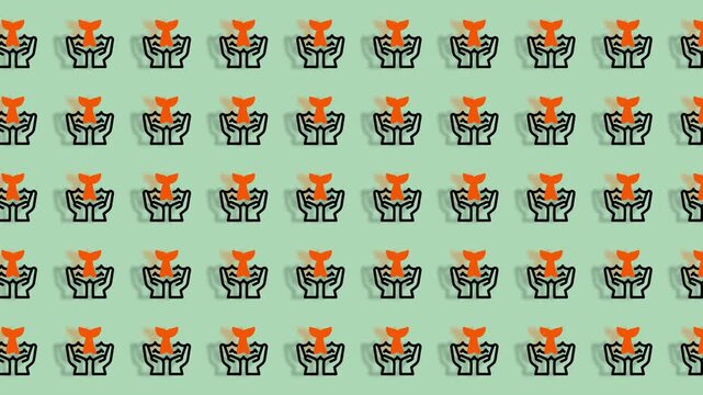 Abstract Geometric Pattern with Orange and Green Elements.