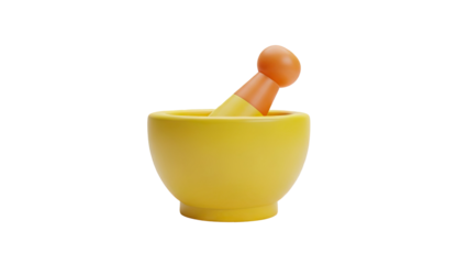 3D Render of a Yellow Mortar and Pestle on transparent background