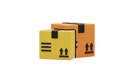 3D Stack of two delivery boxes on transparent background