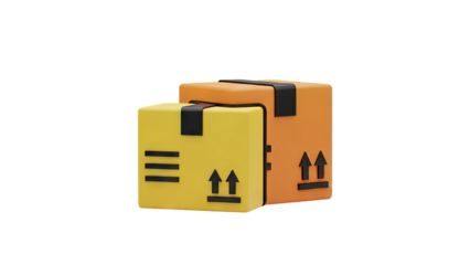 3D Stack of two delivery boxes on transparent background
