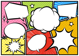 Manga pop background and speech bubbles