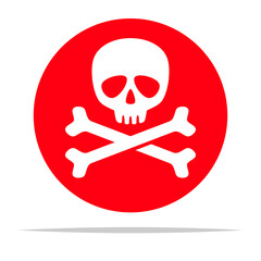 Cross bones skull round icon vector isolated illustration