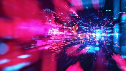 Bright binary code and high-speed digital network. Futuristic data stream tunnel with AI and cyber technology visualization. - Powered by Adobe