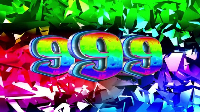 Triple Number nine 3D text loop animation