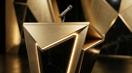 Luxury Gold and Black Geometric Stage for Year End Party Event