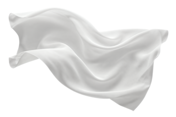 Waving white silk fabric with soft folds