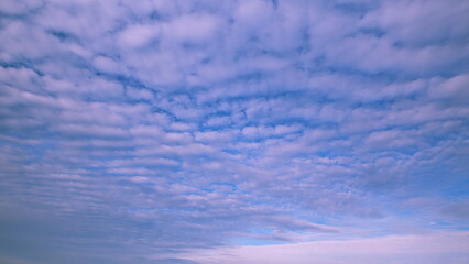 A beautifully Serene Cloudy Sky adorned with Gentle Shades of Blue on the horizon