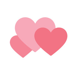Print  Flat Valentine Hearts Icon &ndash; Minimal Pink Love Vector on White Background