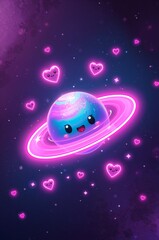 Cartoon planet with a heart on it