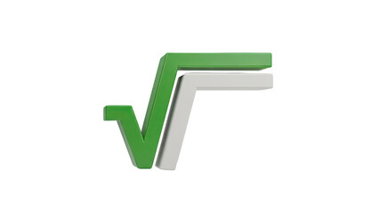 3D Green and White 3D Square Root Symbol transparent background