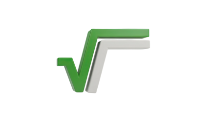 3D Green and White 3D Square Root Symbol transparent background