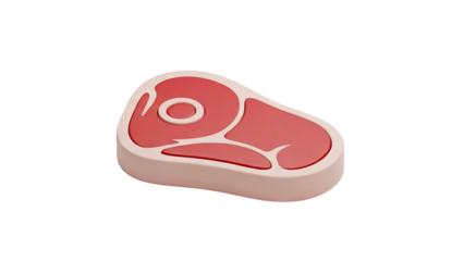 3D illustration of a cartoon steak on transparent background