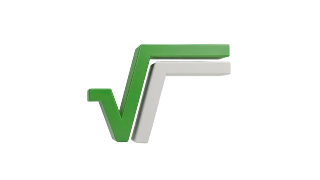 3D Green and White 3D Square Root Symbol transparent background - Powered by Adobe