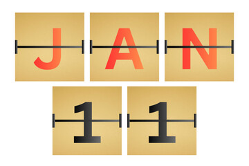 11 January calendar single day, week vector, illustration icon. Red, gray, black, golden and white color background calendar page vector for of the month January 11
