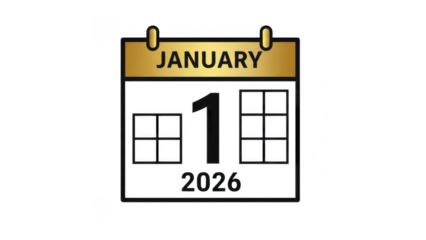 January 1st 2026 Calendar Icon New Years Day Concept
