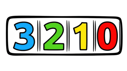 Vibrant Countdown Numbers 3210 On Black Background