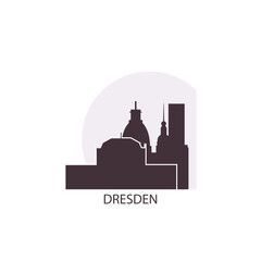 Dresden logo, clip art with cityscape, skyline, panorama, skyscrapers. Vector flat isolated illustration. Germany city image with landmarks and buildings