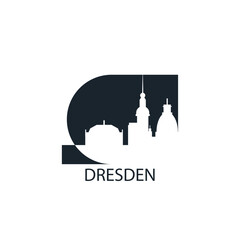 Dresden logo, clip art with cityscape, skyline, panorama, skyscrapers. Vector flat isolated illustration. Germany city image with landmarks and buildings