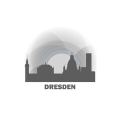 Dresden logo, clip art with cityscape, skyline, panorama, skyscrapers. Vector flat isolated illustration. Germany city image with landmarks and buildings