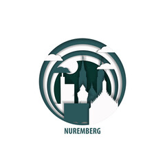 Nuremberg, Germany paper cut, cityscape crafted vector illustration. Origami, layered art of city with skyline, buildings, landscape shape for sticker, badge, web, print