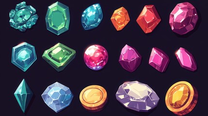 A vibrant collection of colorful gemstones and jewels on a black background