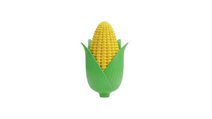 3D Single ear of corn with green husks transparent background