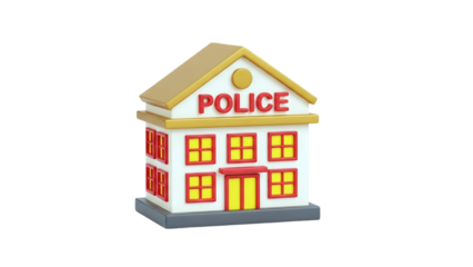 3D Stylized 3D Police Station Icon on transparent background