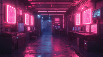 Fototapeta premium Create a neon lit depiction of an industrial