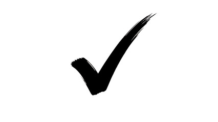 Handdrawn White Checkmark Symbol On Black Background