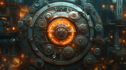 Fototapeta premium Create a neon lit depiction of a machinery