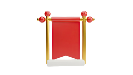 3D Red Ribbon Banner with Gold Frame