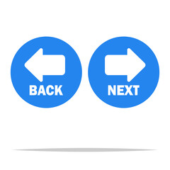 Back and next round button arrow icon vector isolated illustration