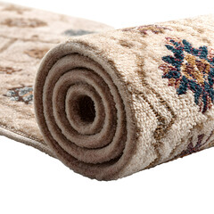 Elegant Beige Carpet with Rhombus and Floral Pattern Design