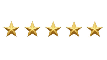 Five Golden Stars Rating Icon On Black Background