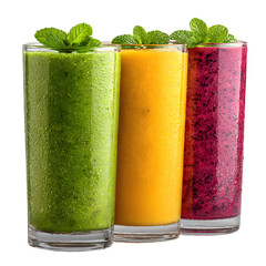 Vibrant Fruit Smoothies in Glasses for Healthy Lifestyle and Nutrition Concepts