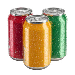 Vibrant Three Colorful Soda Beverages with Metallic Caps