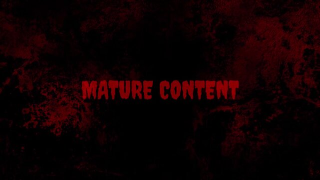 Mature Content Red Alert Typography with Bloody Grunge Texture for Horror Intro