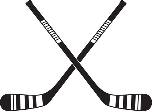 Crossed hockey sticks sports equipment