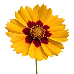 Coreopsis Bright Yellow and Orange Coreopsis Blooms on a Clean White Background, Showcasing the Cheerful, Vibrant Beauty of This Hardy, Summer Flower
