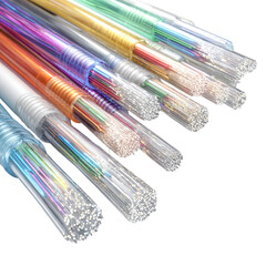 Fiber optic cables isolated on transparent background